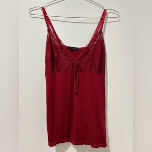 Red Lace Trim Camisole sexy intimates layer statement holiday